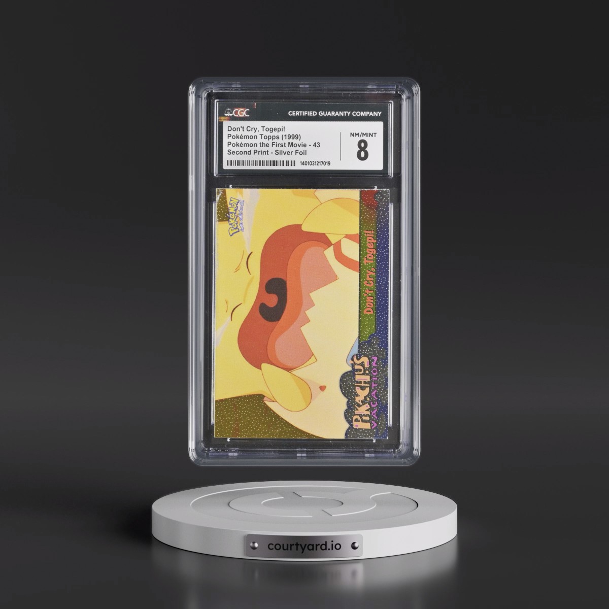 1999 Pokémon the First Movie #43 Don't Cry, Togepi! - Second Print (Black Topps Logo) Silver Foil (CGC 8 NM-MT)
