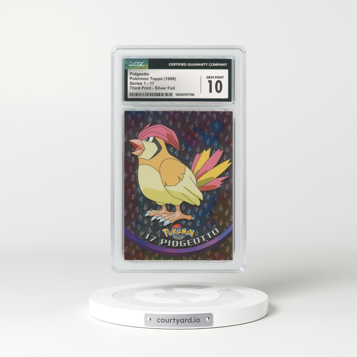 1999 Topps Series 1 #17 Pidgeotto - Third Print (Black Logo) Silver Foil (Flames and Teardrops) (CGC 10 GEM MINT)
