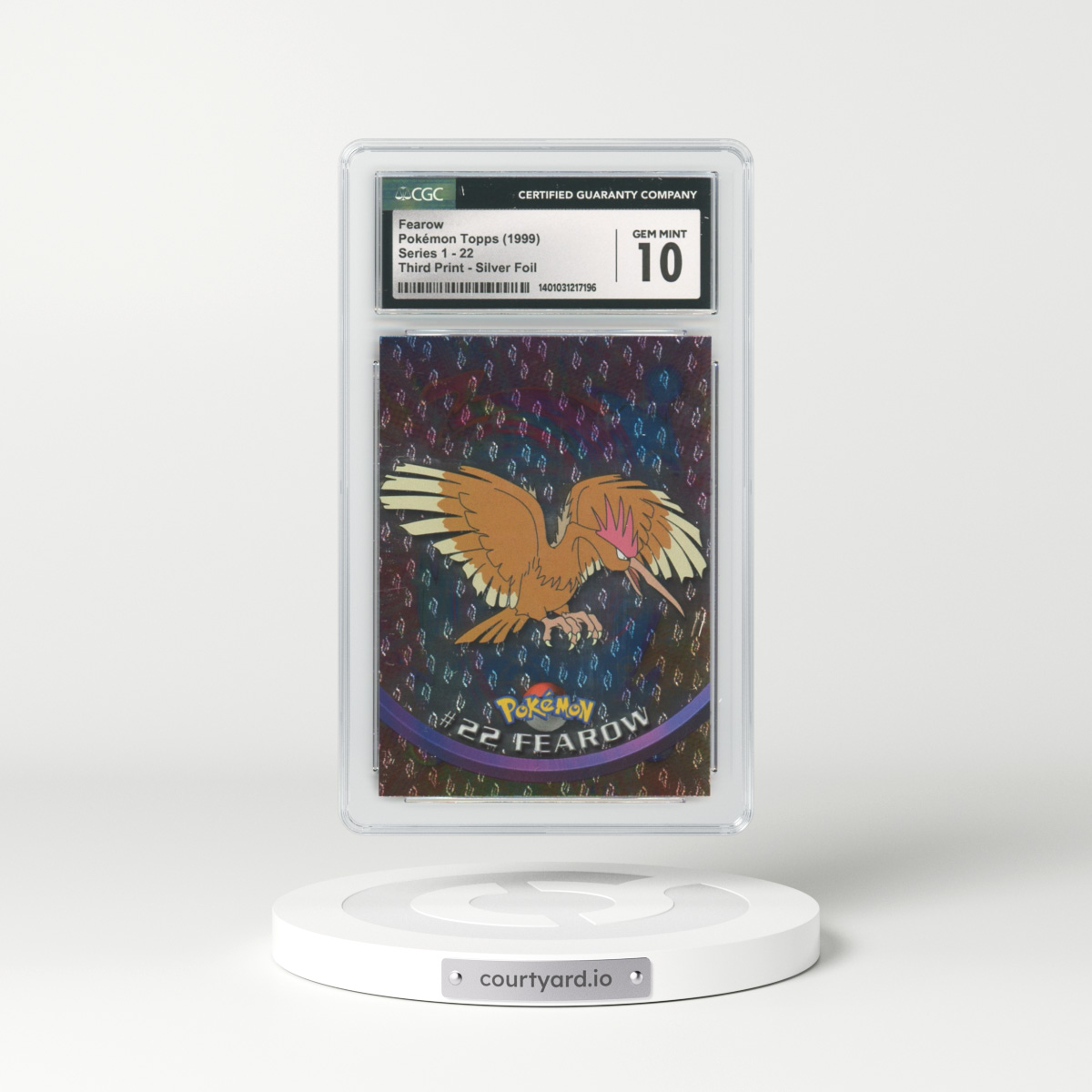 1999 Topps Series 1 #22 Fearow - Third Print (Black Logo) Silver Foil (Flames and Teardrops) (CGC 10 GEM MINT)