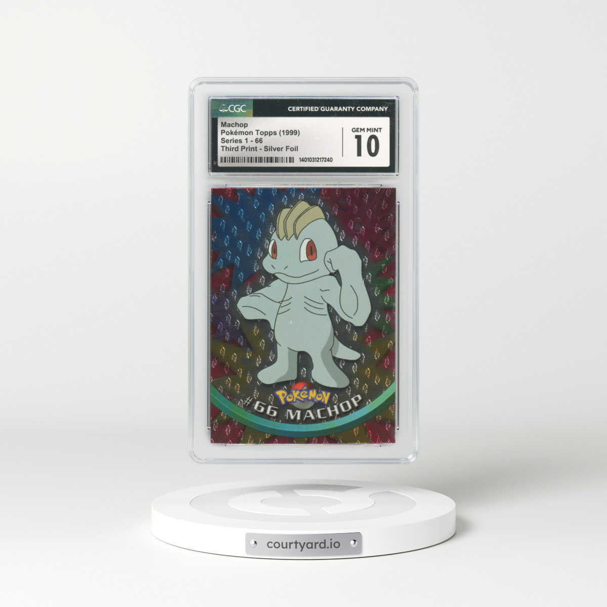 1999 Topps Series 1 #66 Machop - Holo Third Print (Black Logo) Silver Foil (Flames and Teardrops) (CGC 10 GEM MINT)