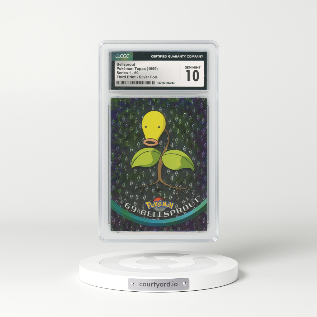 1999 Topps Series 1 #69 Bellsprout - Holo Third Print (Black Logo) Silver Foil (Flames and Teardrops) (CGC 10 GEM MINT)
