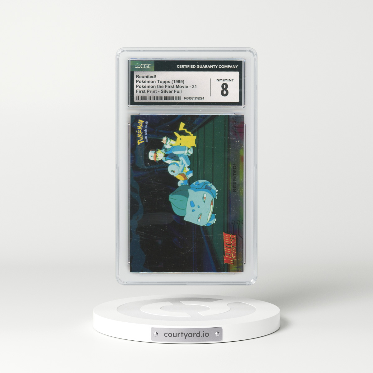 1999 Pokémon the First Movie #31 Reunited! - First Print (Blue Topps Logo) Silver Foil (CGC 8 NM-MT)