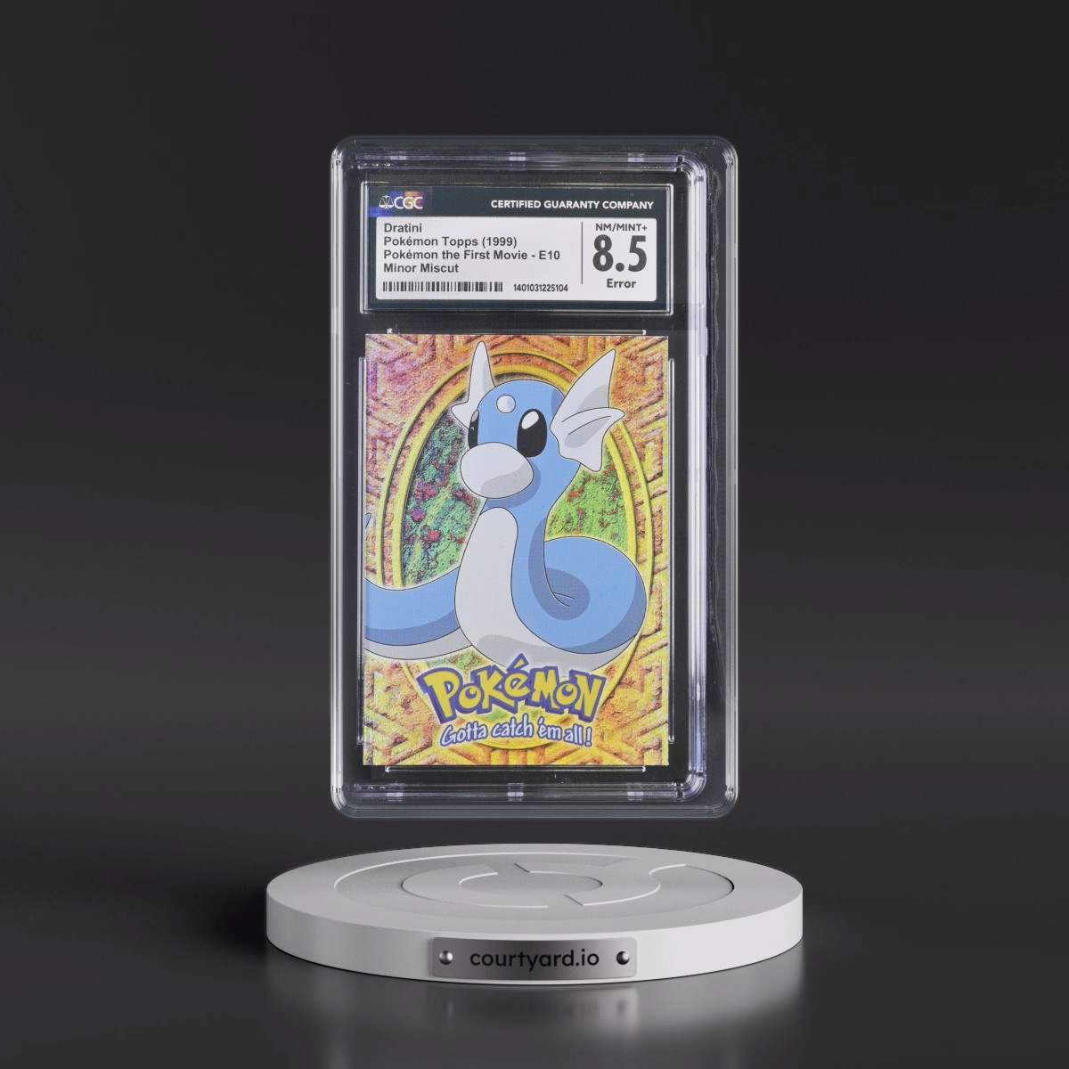 1999 Pokémon the First Movie #E10 No.147 Dratini - First Print (Blue Topps Logo) Rainbow Foil (CGC 8.5 NM-MT+)