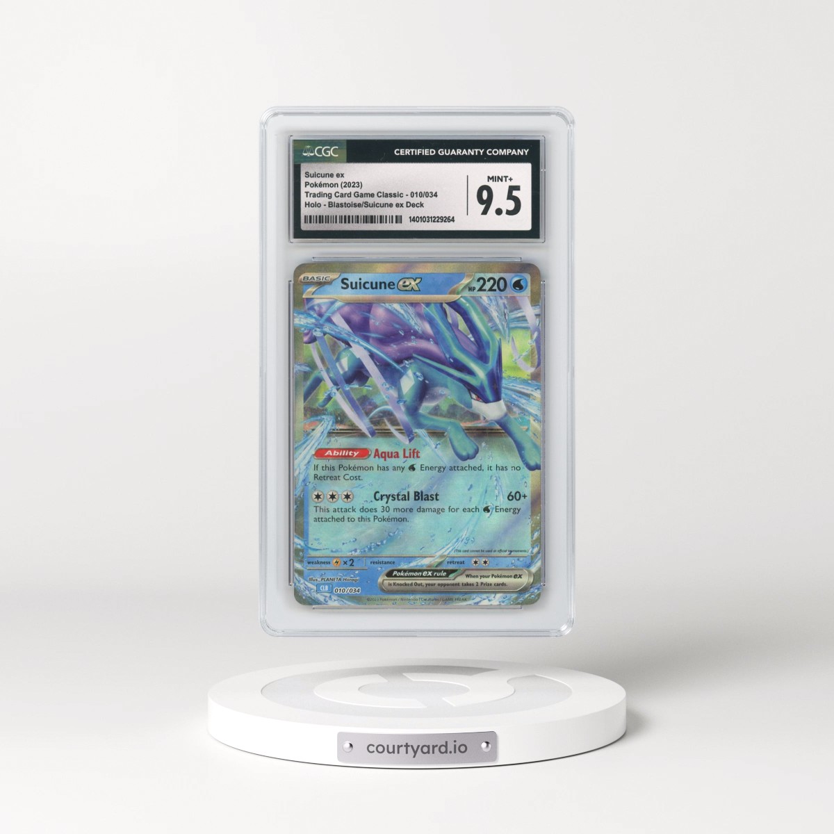 2023 Trading Card Game Classic - CLV, CLC, CLB #010/034 Suicune ex - Blastoise & Suicune ex Deck - CLB Holo (CGC 9.5 MINT+)