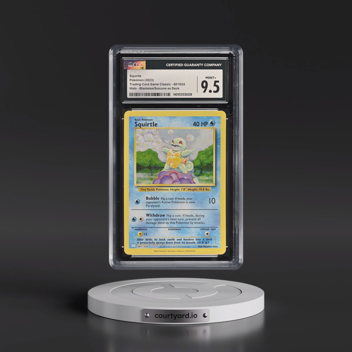 2023 Pokémon Clb-Trading Card Game Classic Blastoise & Suicune EX Deck #001 Squirtle (CGC 9.5 MINT+)
