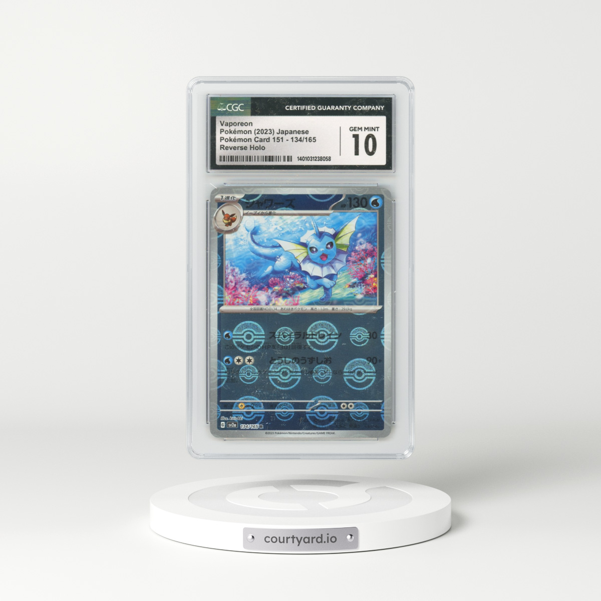 2023 Japanese Pokémon 151 #134 Vaporeon - Holo Poke Ball Reverse Holo (CGC 10 GEM MINT)