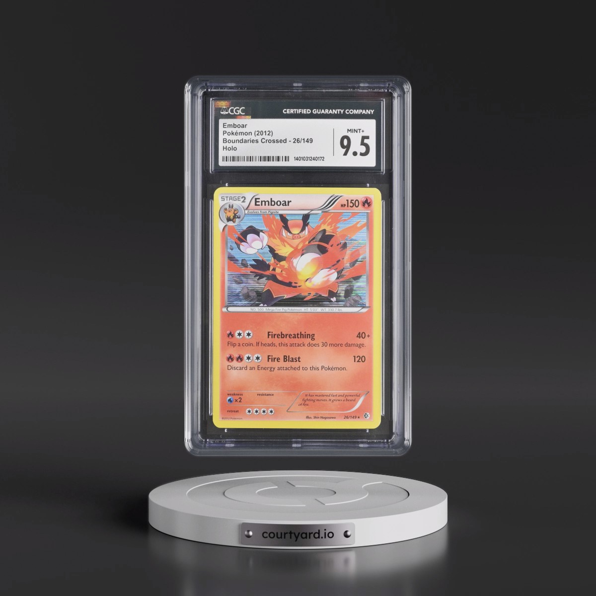 2012 Boundaries Crossed #26/149 Emboar - Holo (CGC 9.5 MINT+)