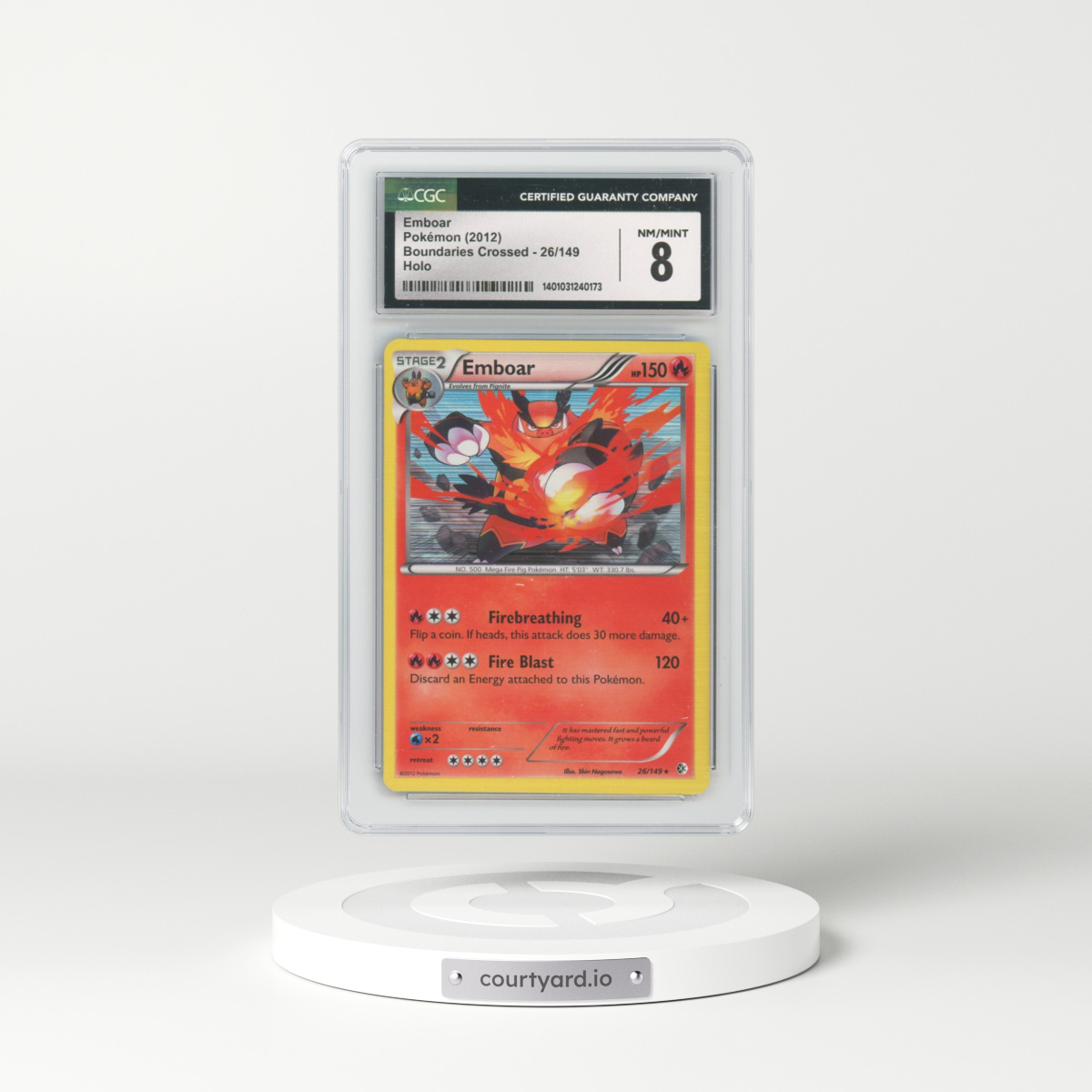 2012 Boundaries Crossed #26/149 Emboar - Holo (CGC 8 NM-MT)