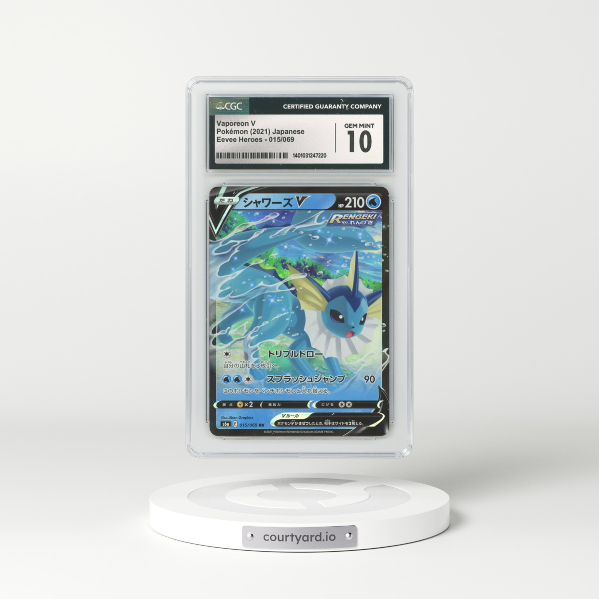 2021 Japanese Eevee Heroes #15 Vaporeon V - Full Art Holo (CGC 10 GEM MINT)