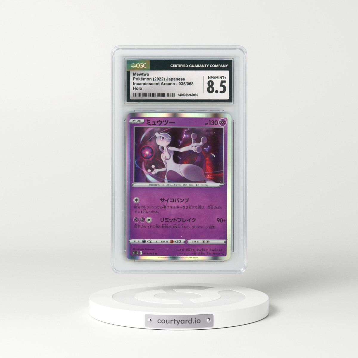 2022 Incandescent Arcana #035/068 Mewtwo - Holo (CGC 8.5 NM-MT+)