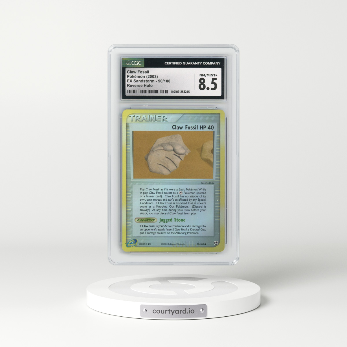 2003 EX Sandstorm (2003 Copyright, w/ "e" Symbol) #90/100 Claw Fossil - Reverse Holo (CGC 8.5 NM-MT+)