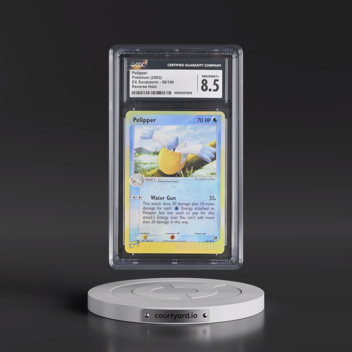 2003 EX Sandstorm (2003 Copyright, w/ "e" Symbol) #50/100 Pelipper - Reverse Holo (CGC 8.5 NM-MT+)