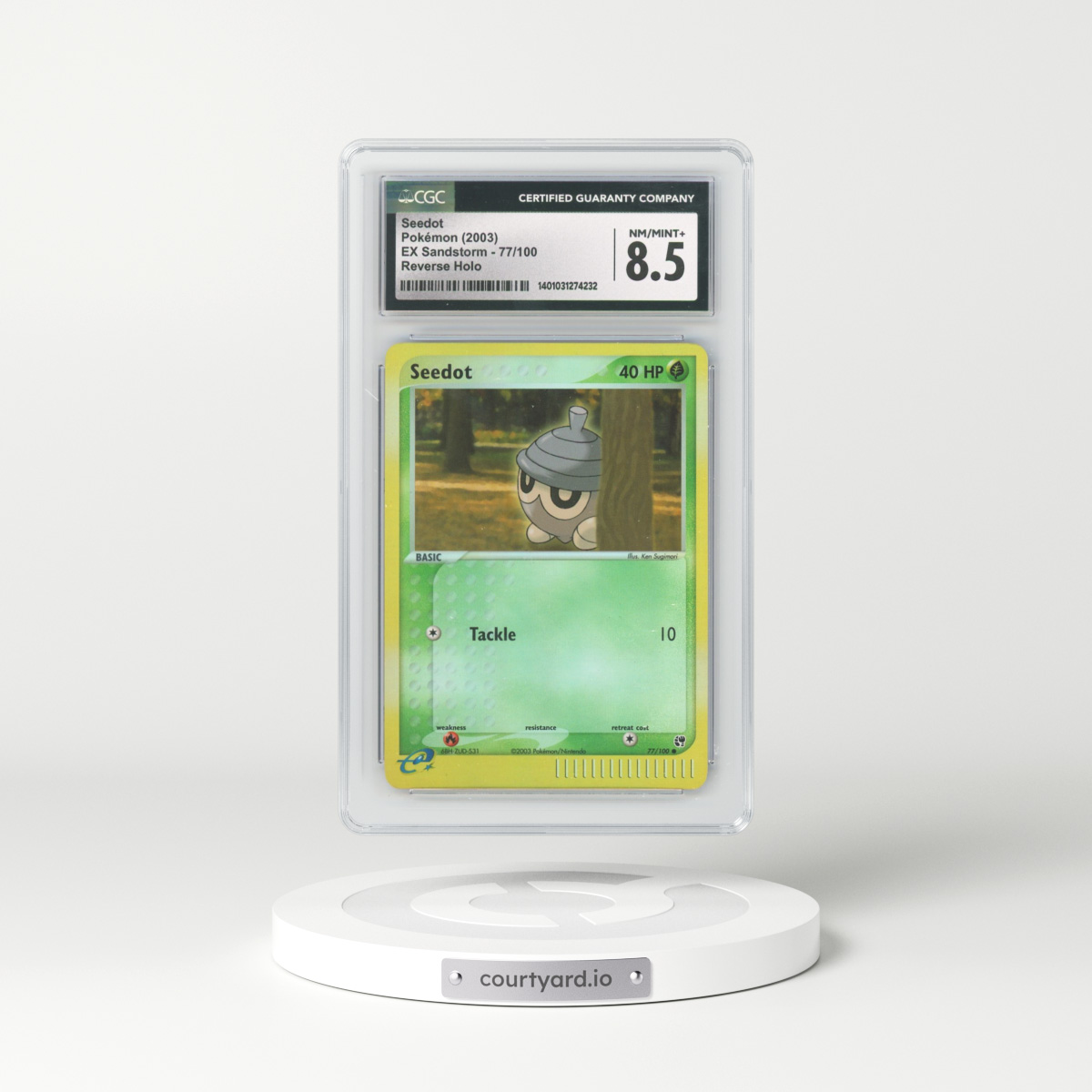 2003 EX Sandstorm (2003 Copyright, w/ "e" Symbol) #77/100 Seedot - Reverse Holo (CGC 8.5 NM-MT+)