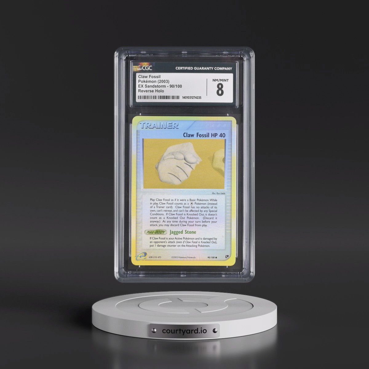 2003 EX Sandstorm (2003 Copyright, w/ "e" Symbol) #90/100 Claw Fossil - Reverse Holo (CGC 8 NM-MT)