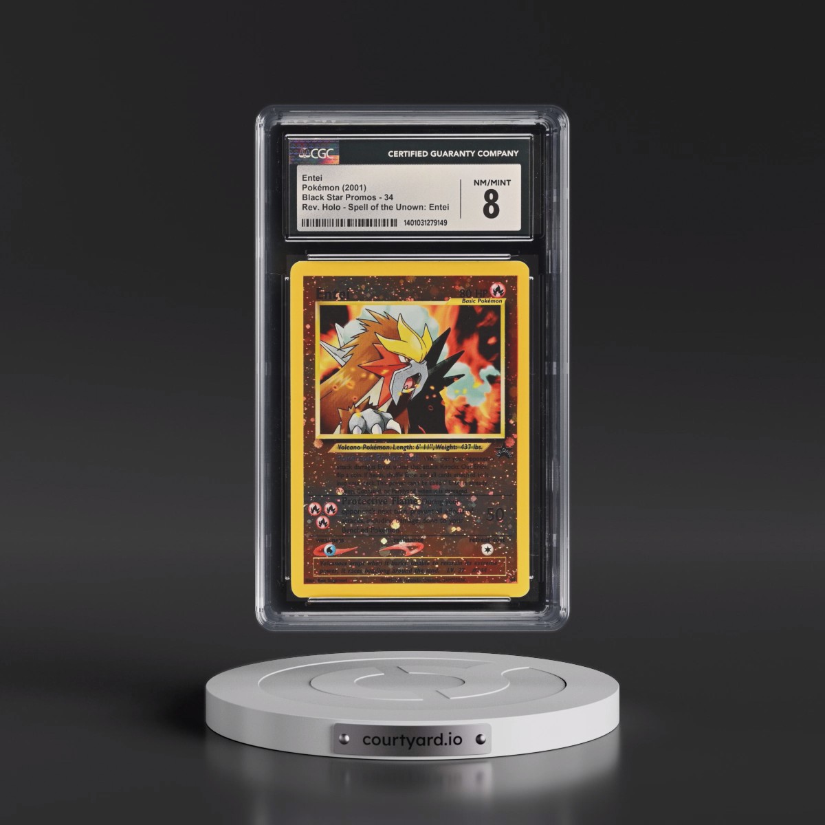 1999 Black Star Promos #34 Entei - Reverse Holo Spell of the Unown: Entei () (CGC 8 NM-MT)