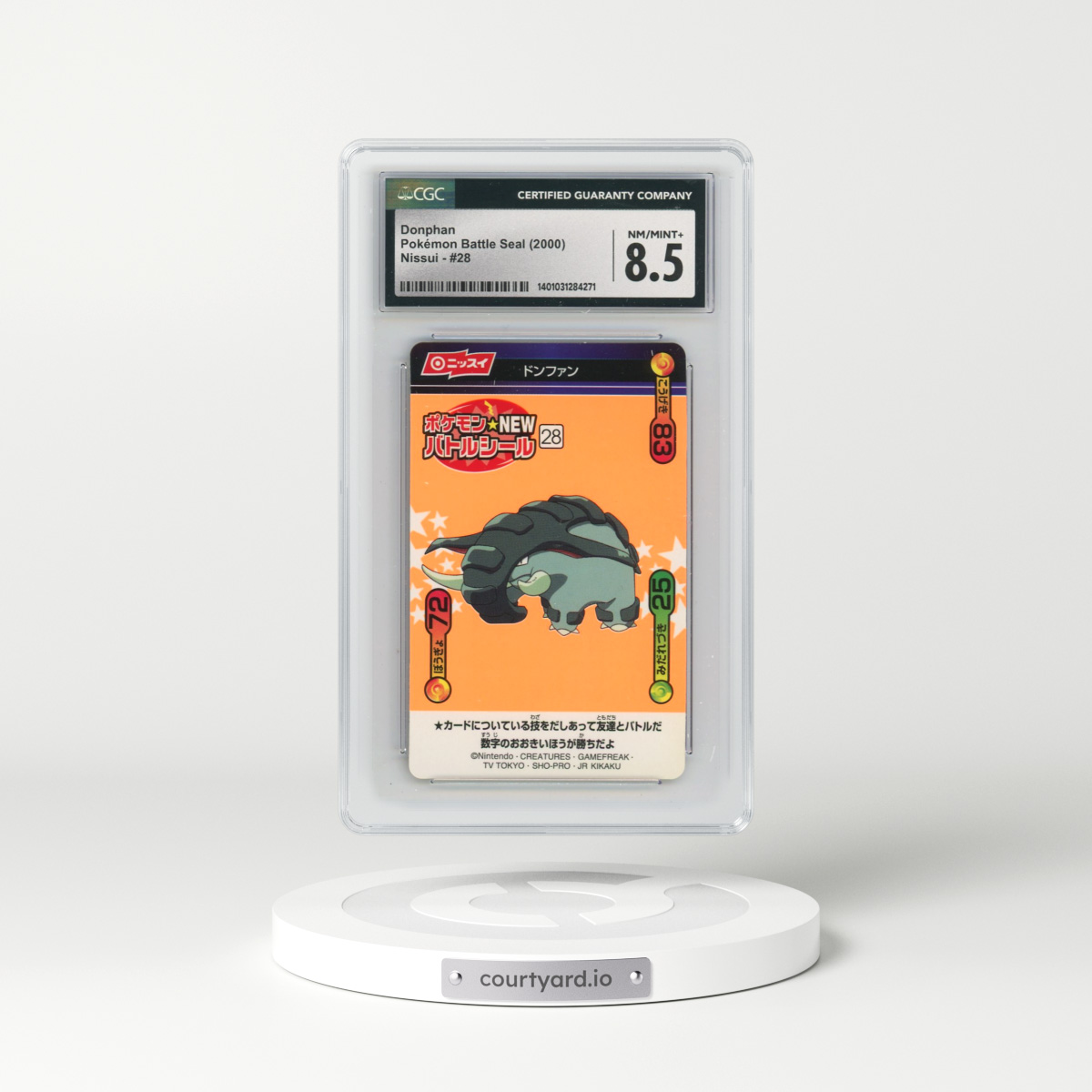 2000 Pokémon Battle Seal (White stars in background) - Japanese #28 Donphan (CGC 8.5 NM-MT+)