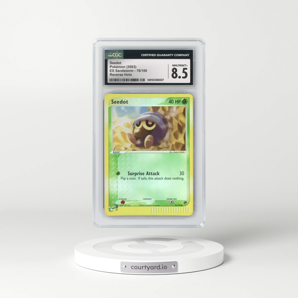 2003 EX Sandstorm (2003 Copyright, w/ "e" Symbol) #76/100 Seedot - Reverse Holo (CGC 8.5 NM-MT+)