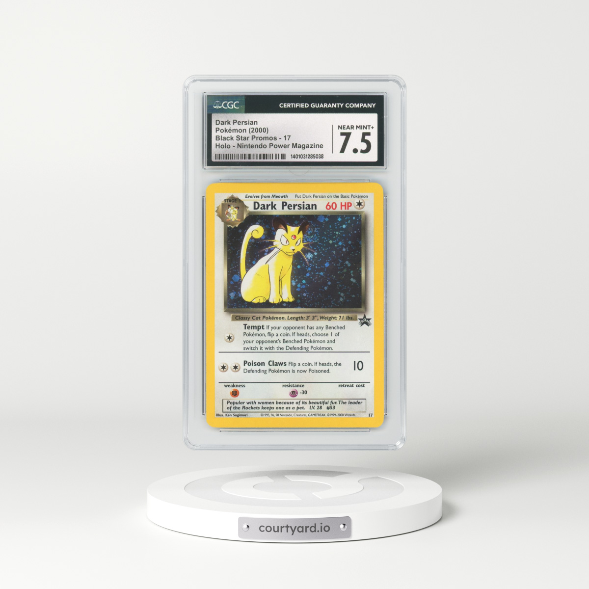 1999 Black Star Promo #17 Dark Persian - Holo Holo Nintendo Power Magazine (CGC 7.5 NM+)