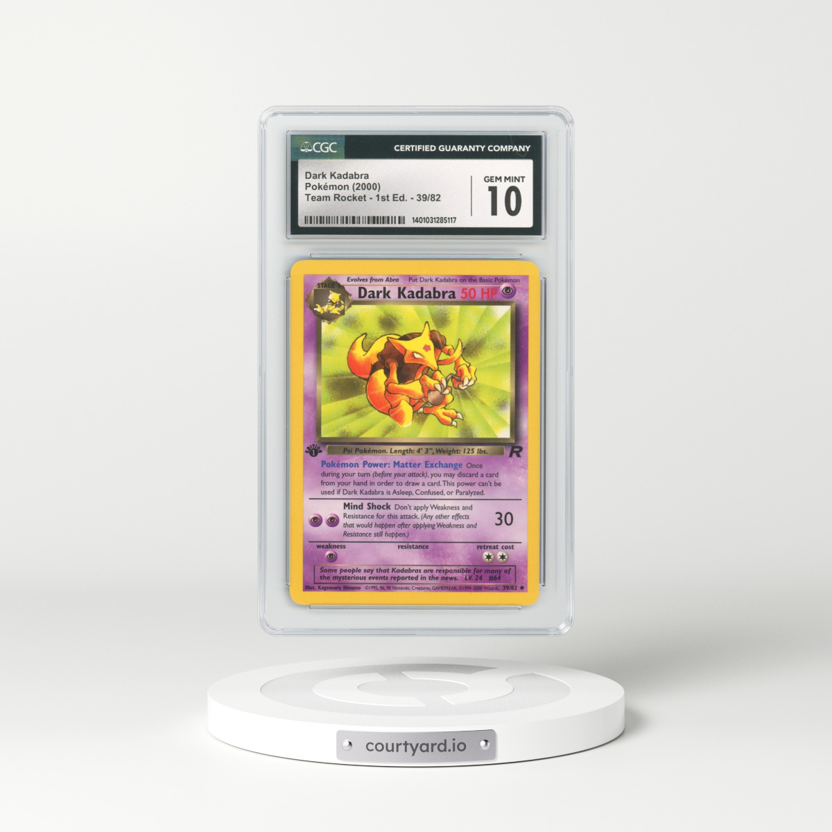 2000 Team Rocket #39 Dark Kadabra - 1st Edition (CGC 10 GEM MINT)