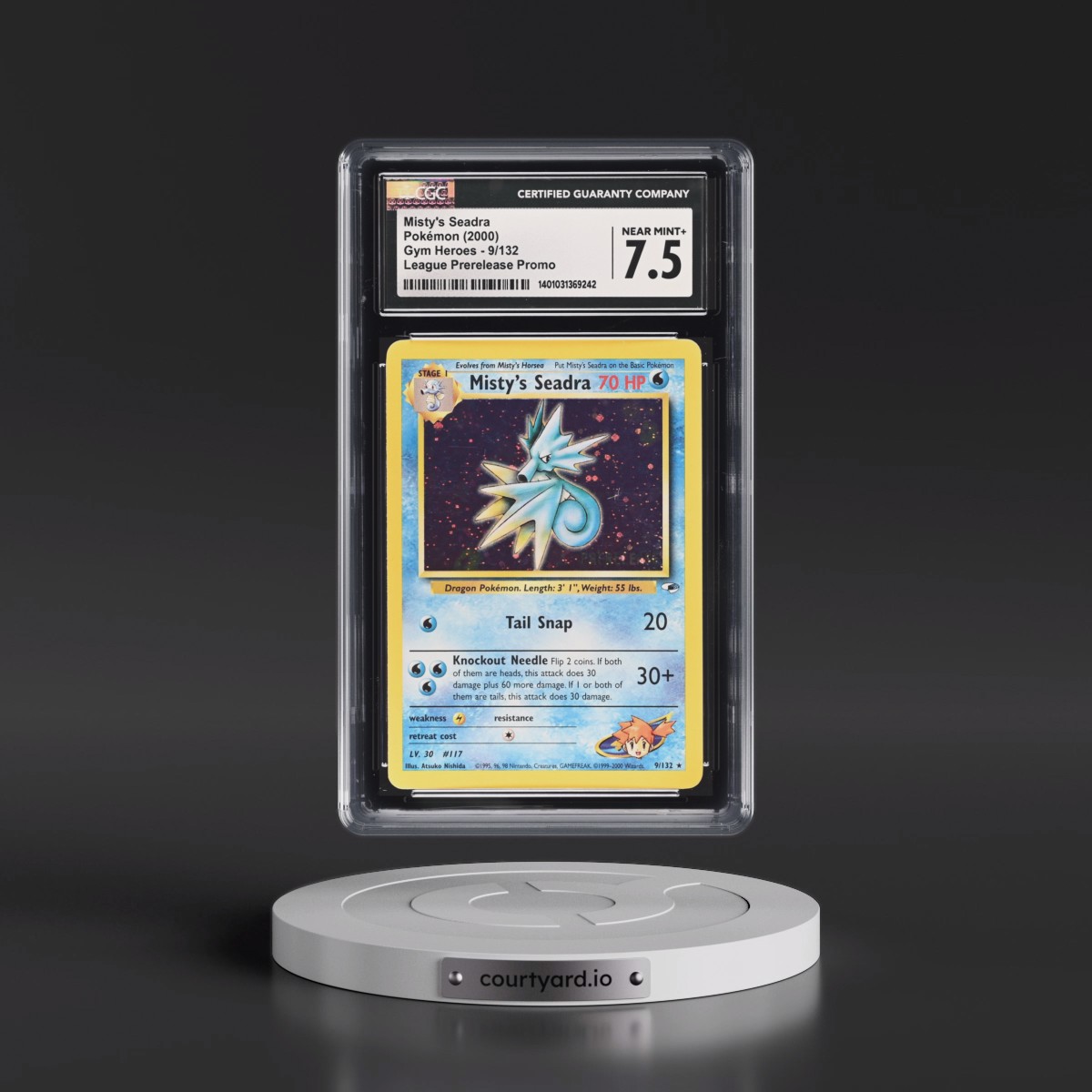 2000 Gym Heroes #9/132 Misty's Seadra - League Prerelease Promo (Holo) (CGC 7.5 NM+)