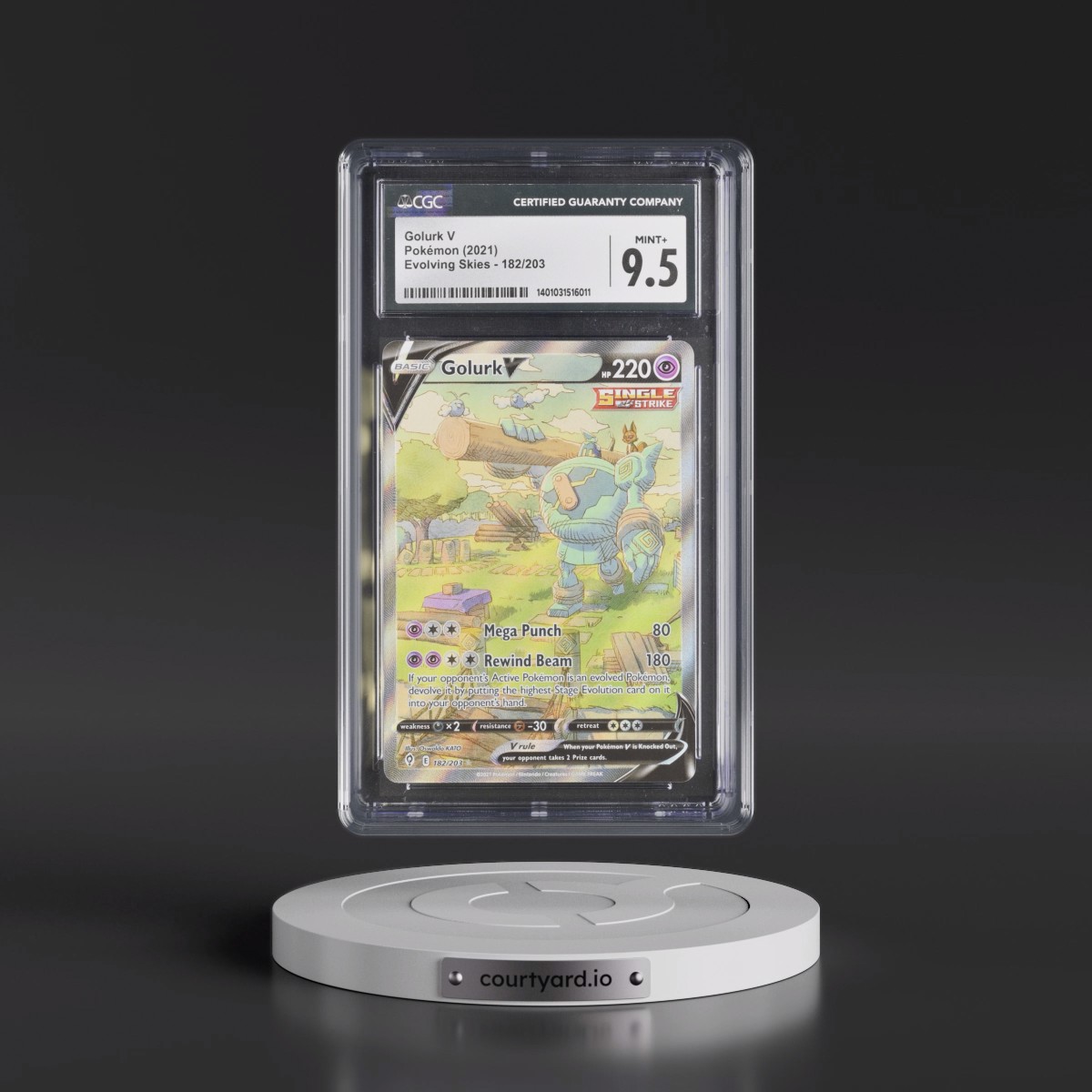 2021 Evolving Skies #182/203 Golurk V - Ultra Rare Holo (CGC 9.5 MINT+)