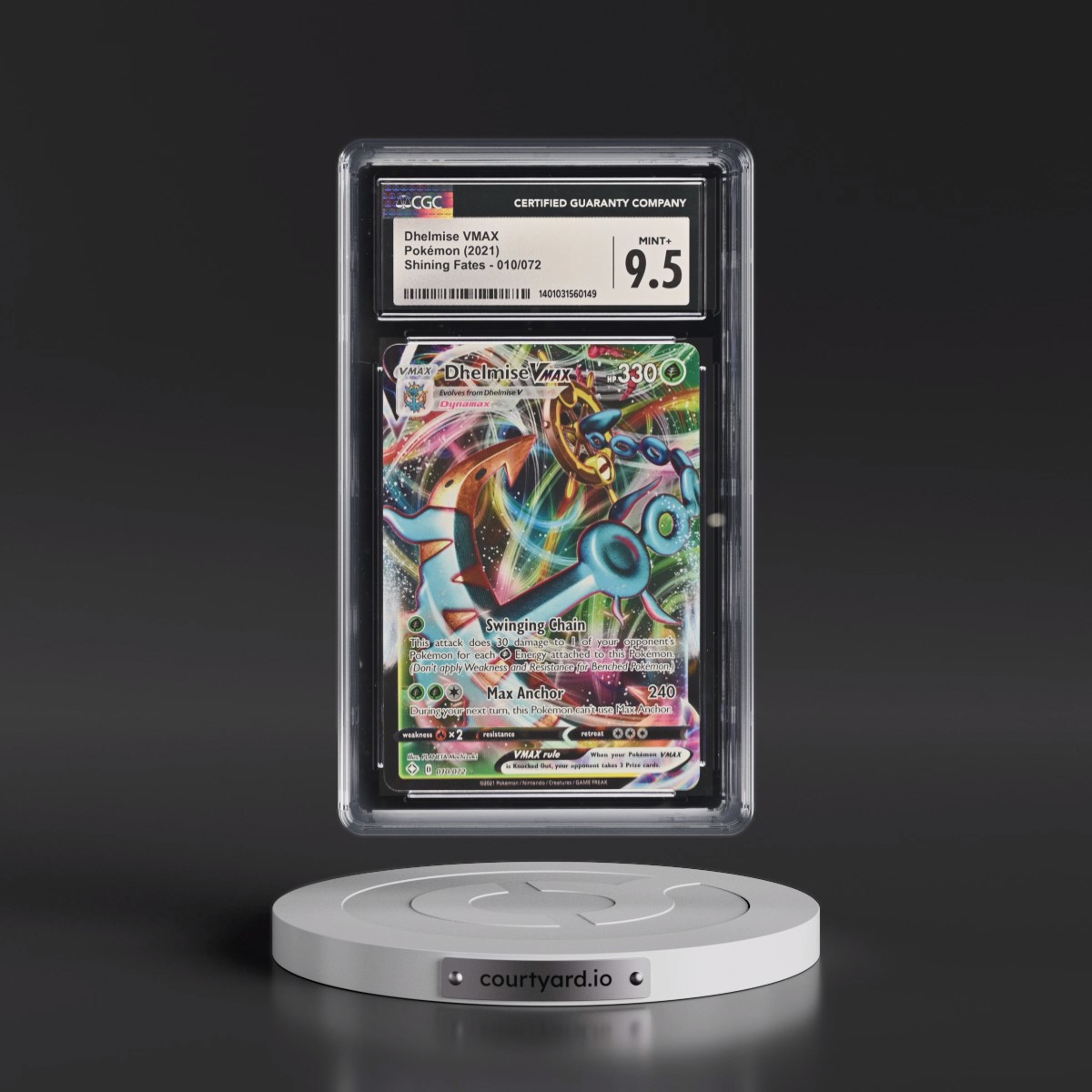2021 Shining Fates #010/072 Dhelmise VMAX - Holo (CGC 9.5 MINT+)