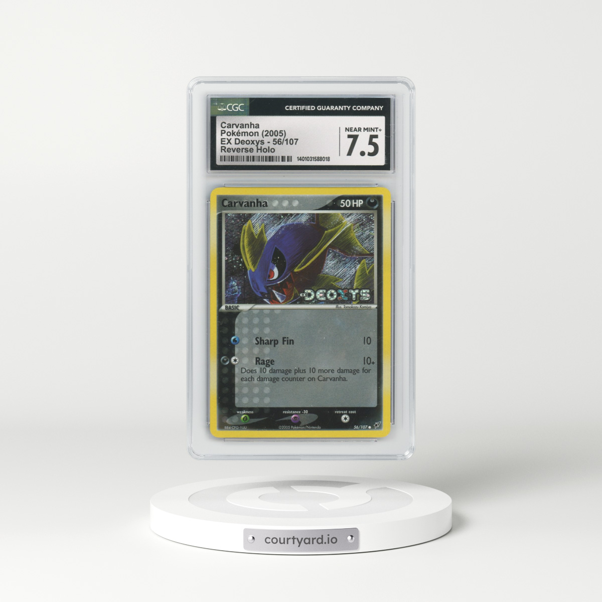 2005 EX Deoxys #56/107 Carvanha - Reverse Holo (CGC 7.5 NM+)
