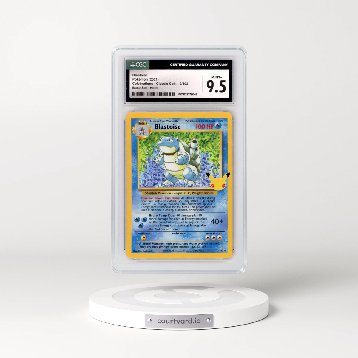 2021 Celebrations - Classic Collection #2/102 Blastoise - Base Set Holo (CGC 9.5 MINT+)