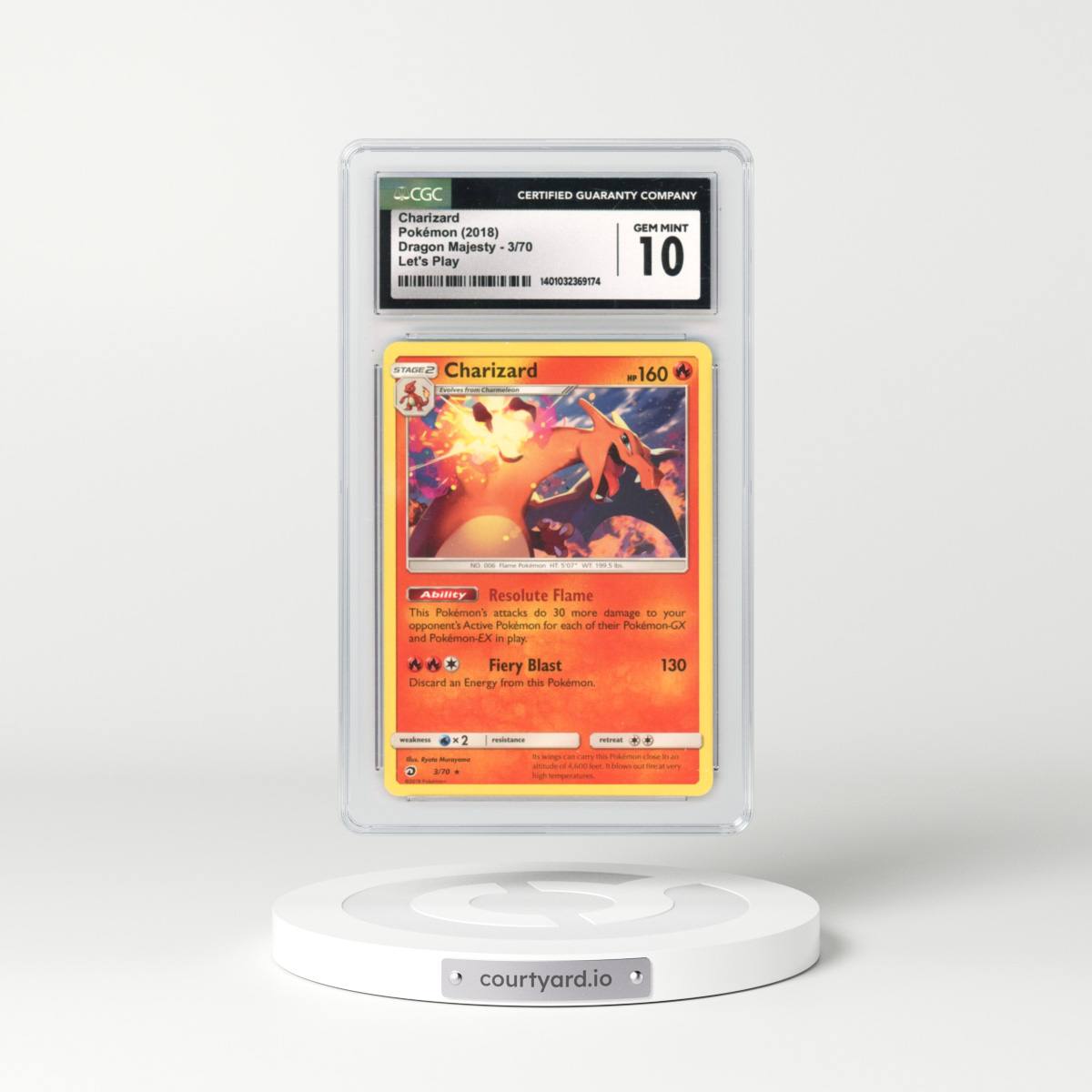 2018 Dragon Majesty #3 Charizard - (Non Holo) Let's Play (CGC 10 GEM MINT)