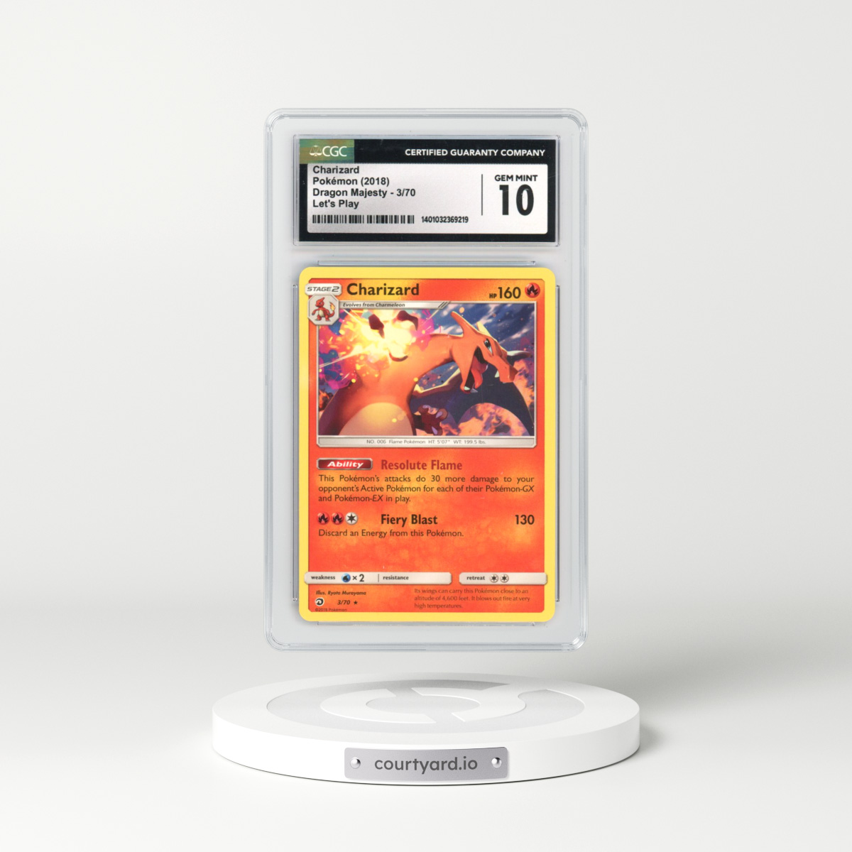2018 Dragon Majesty #3 Charizard - (Non Holo) Let's Play (CGC 10 GEM MINT)