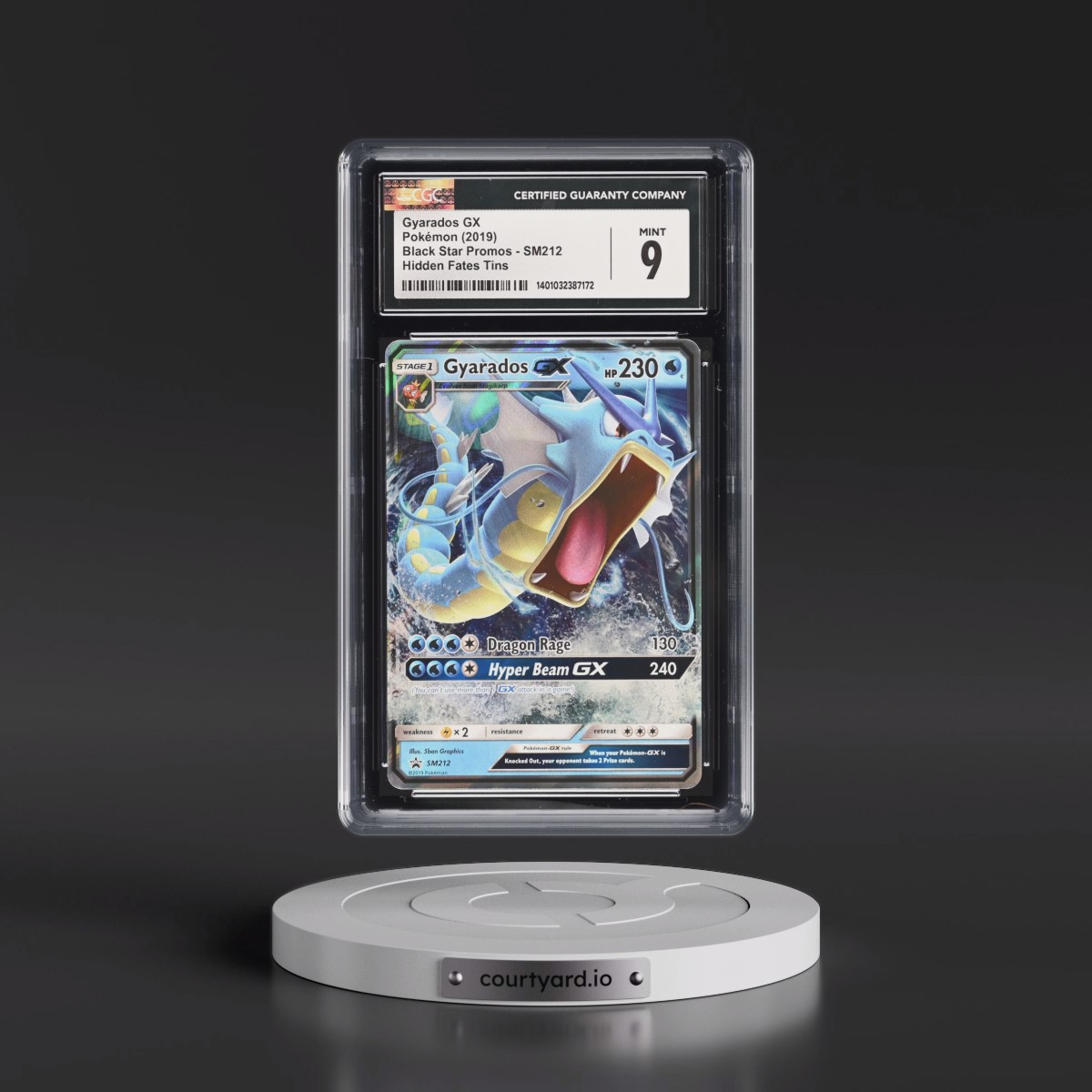 2016 Black Star Promos - Sun & Moon #SM212 Gyarados GX - Hidden Fates Tin (Holo) (CGC 9 MINT)
