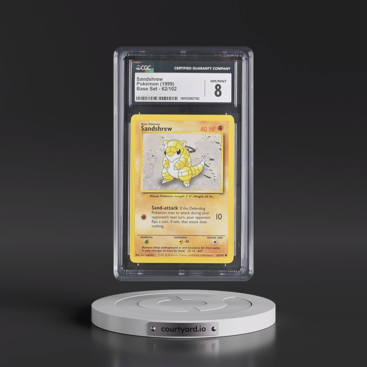 1999 Base Set #62/102 Sandshrew (CGC 8 NM-MT)
