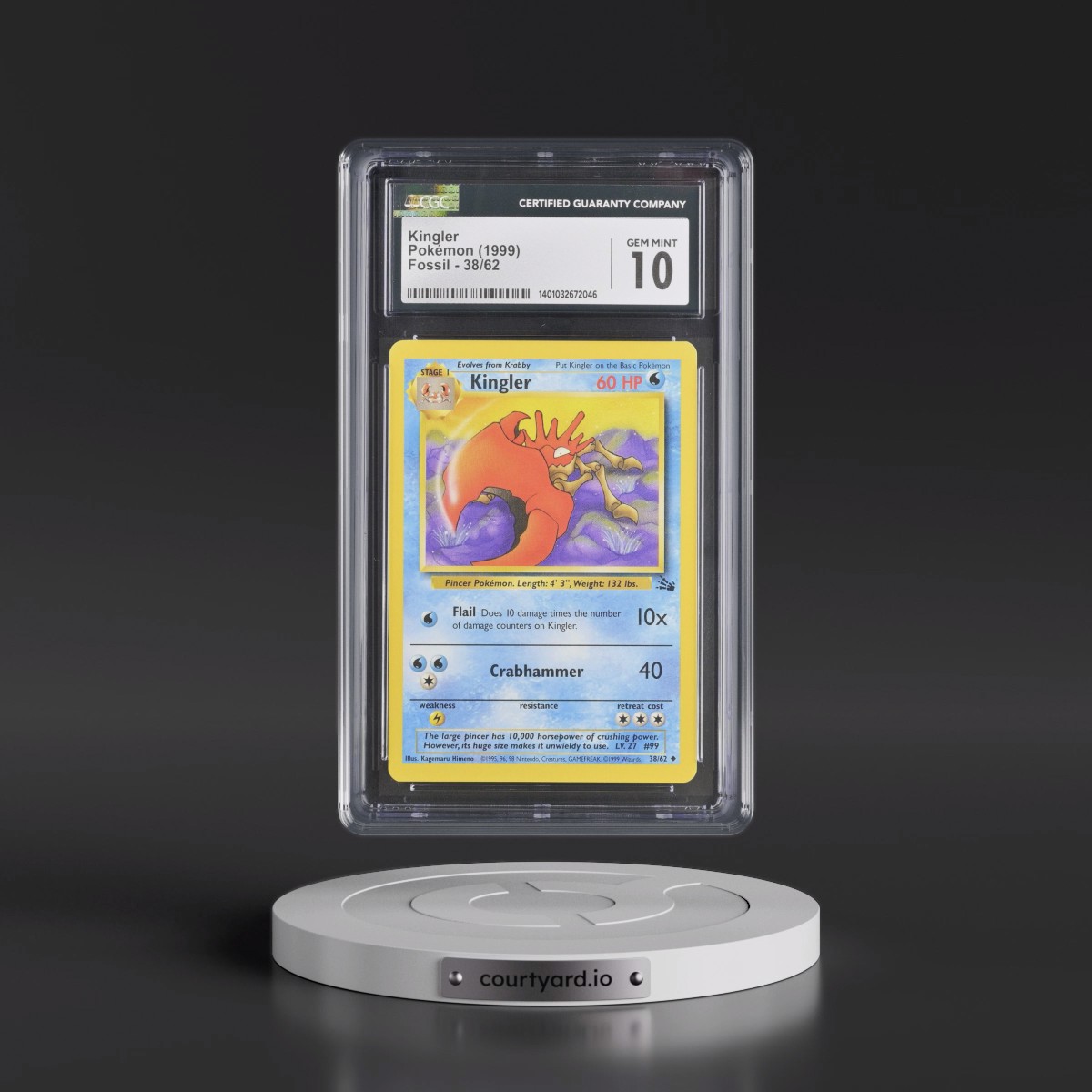 1999 Fossil #38/62 Kingler (CGC 10 GEM MINT)
