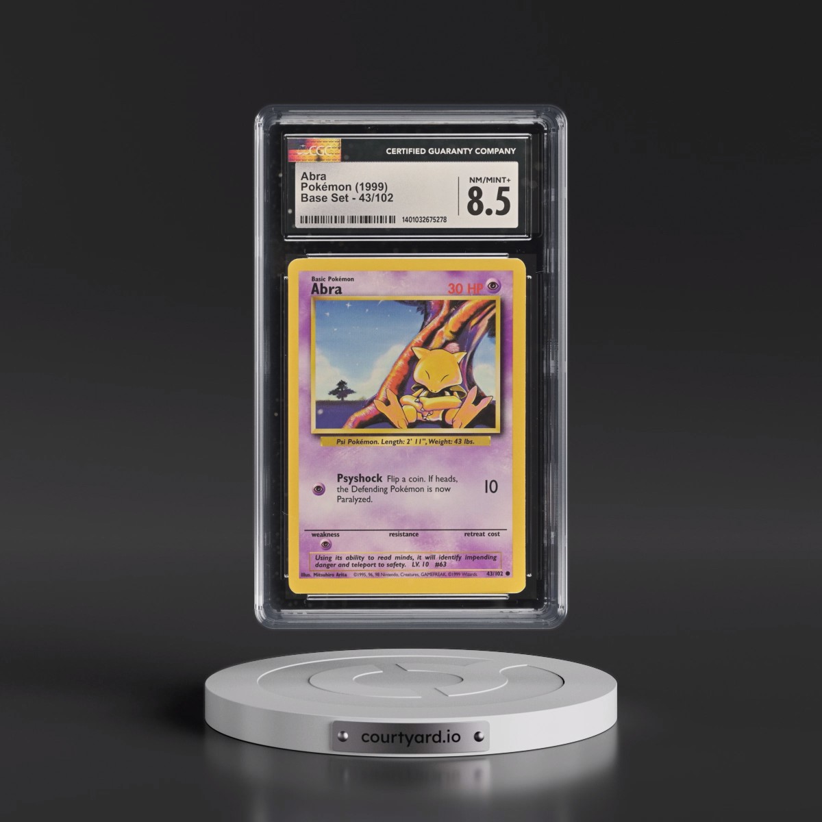 1999 Base Set #43/102 Abra (CGC 8.5 NM-MT+)