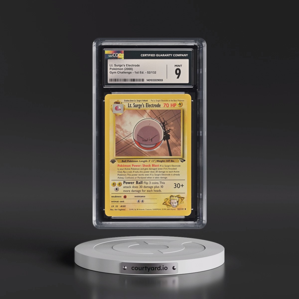 2000 Gym Challenge Lt. Surge's Electrode - 1st Edition #52/132 CGC 9