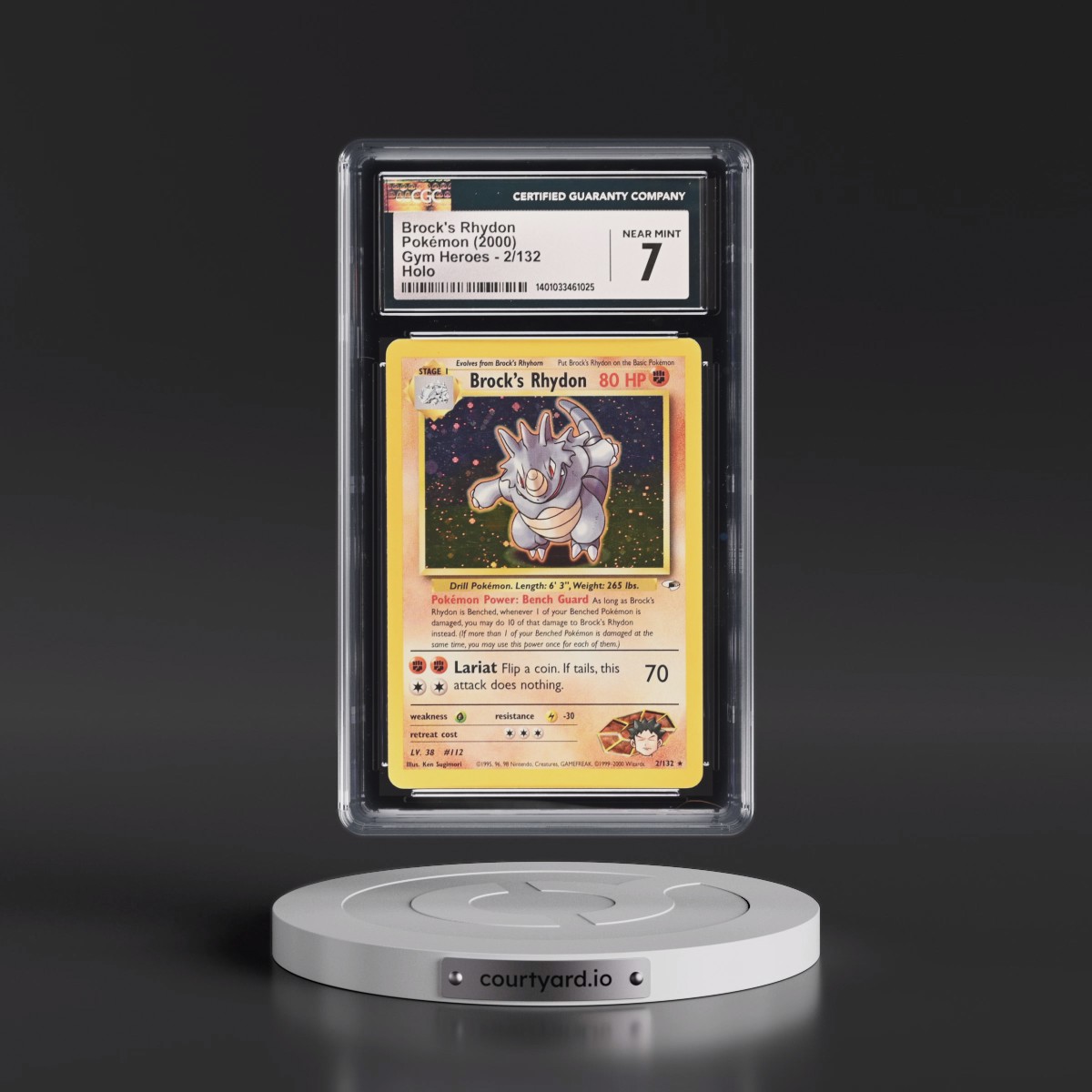 2000 Gym Heroes #2/132 Brock's Rhydon - Holo (CGC 7 NM)