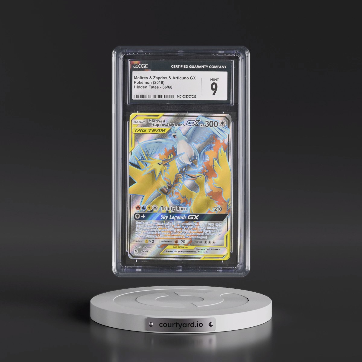 2019 Hidden Fates #66/68 Moltres & Zapdos & Articuno GX - Ultra Rare Holo (CGC 9 MINT)
