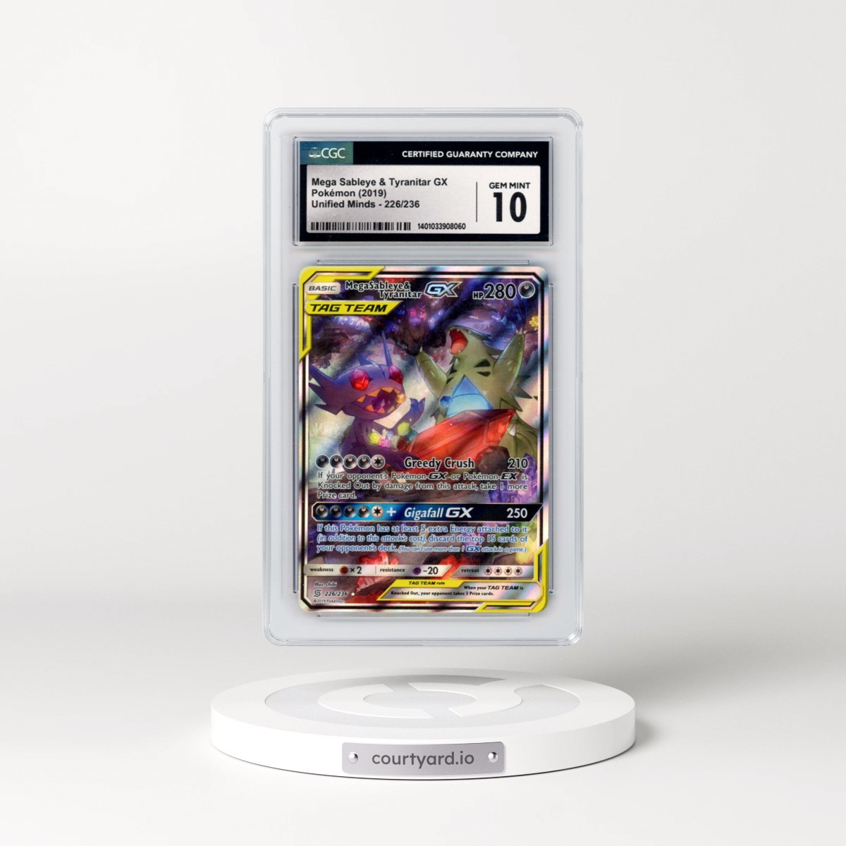 2019 Unified Minds #226/236 Mega Sableye & Tyranitar GX - Holo (CGC 10 GEM MINT)