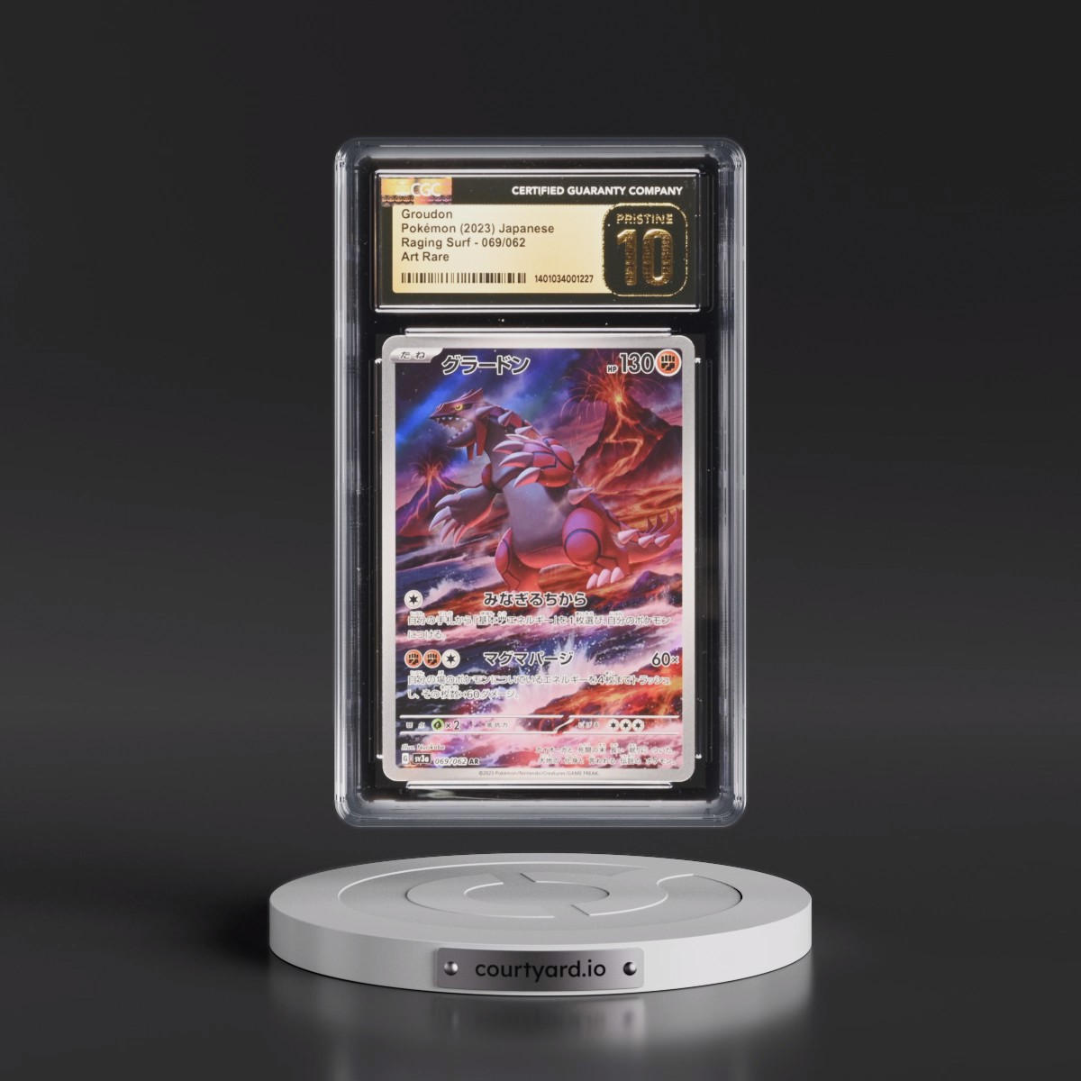 2023 Raging Surf #069/062 Groudon - Art Rare Holo (CGC 10 PRISTINE)