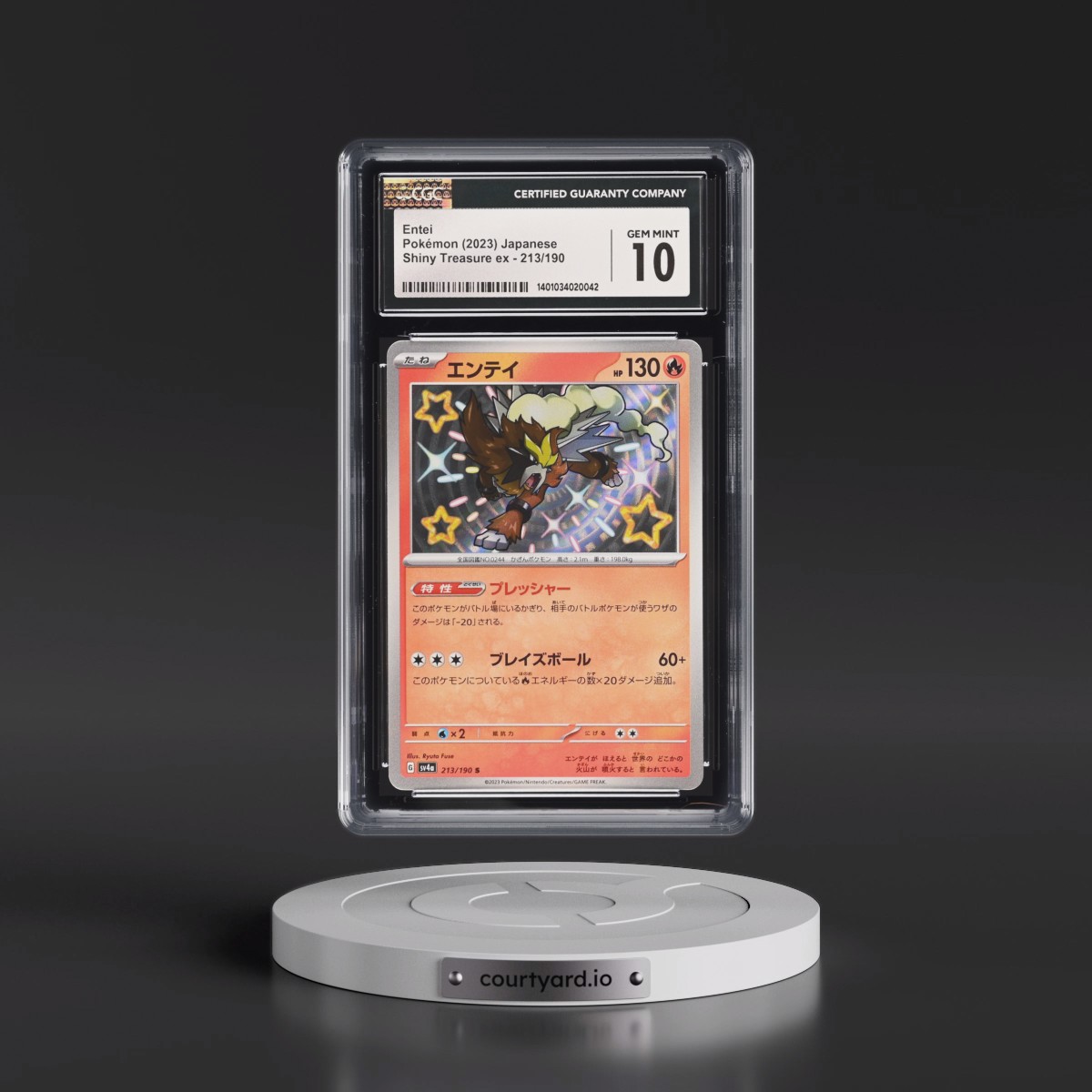 2023 Shiny Treasure ex #213/190 Entei - Shiny Rare Holo (CGC 10 GEM MINT)