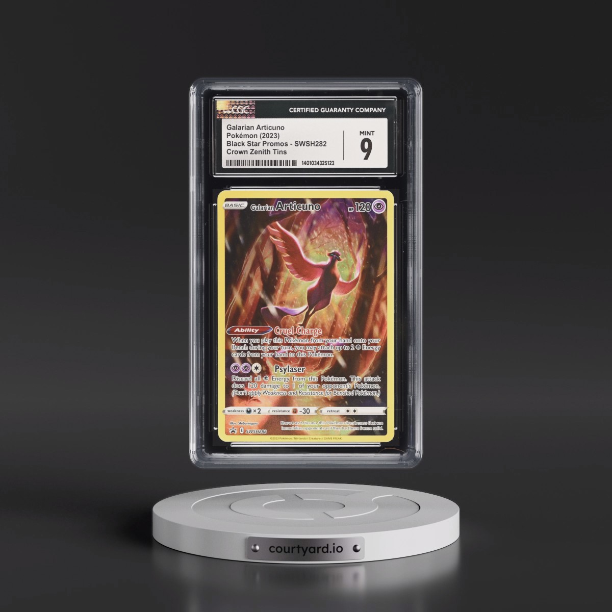 2017 Black Star Promos - Sword & Shield #SWSH282 Galarian Articuno - Crown Zenith Tin (Holo) (CGC 9 MINT)