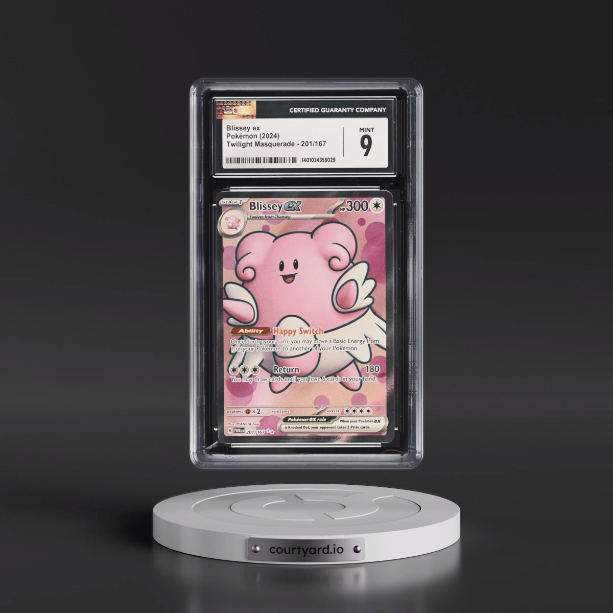 2024 Twilight Masquerade - TWM EN #201/167 Blissey ex - Ultra Rare Holo (CGC 9 MINT)