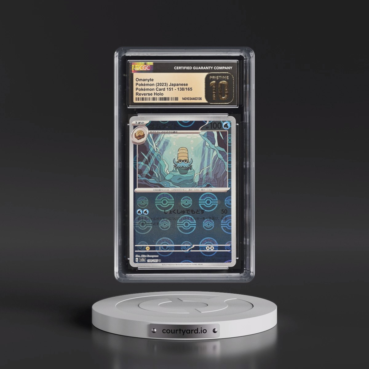 2023 Pokémon Card 151 #138/165 Omanyte - Reverse Holo Poké Ball (CGC 10 PRISTINE)