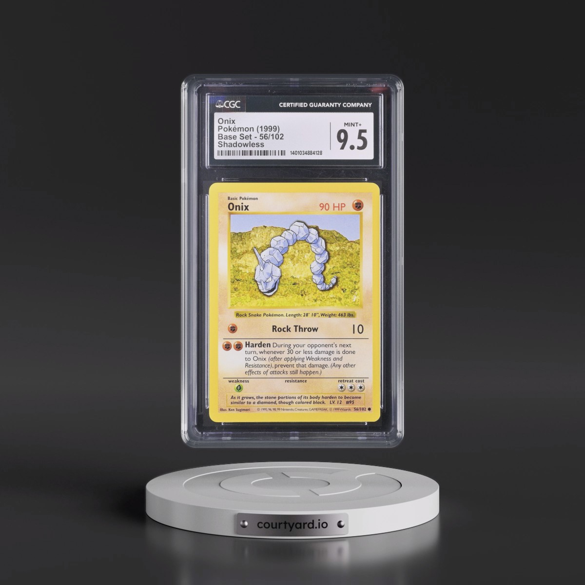 1999 Base Set #56/102 Onix - Shadowless Shadowless (CGC 9.5 MINT+)