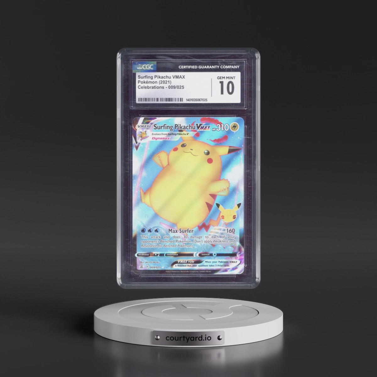 2021 Celebrations #009/025 Surfing Pikachu VMAX - Holo (CGC 10 GEM MINT)