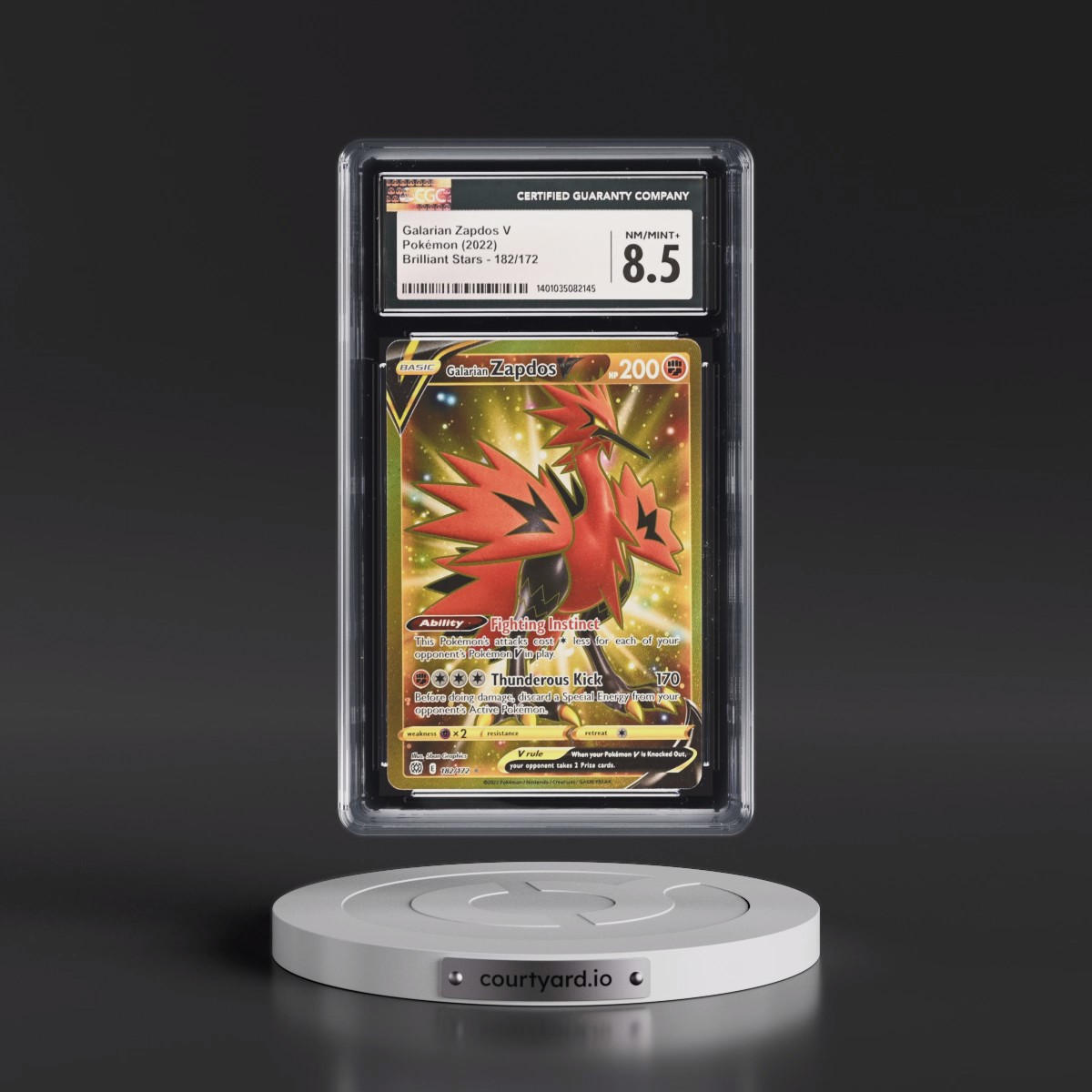 2022 Brilliant Stars #182/172 Galarian Zapdos V - Secret Rare Holo (CGC 8.5 NM-MT+)