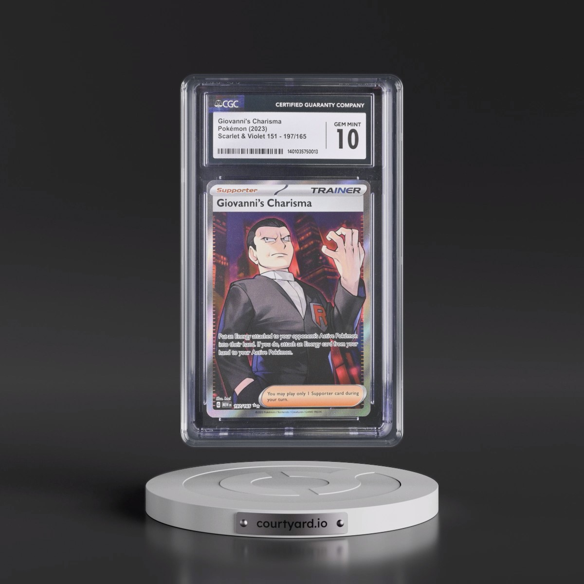 2023 Scarlet & Violet 151 - MEW EN #197/165 Giovanni's Charisma - Ultra Rare Holo (CGC 10 GEM MINT)