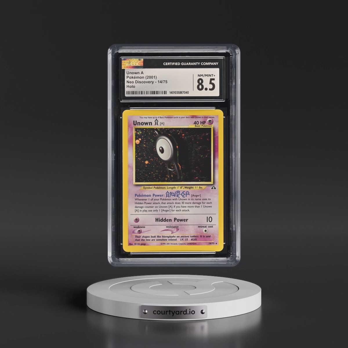 2001 Neo Discovery #14/75 Unown A - Holo (CGC 8.5 NM-MT+)