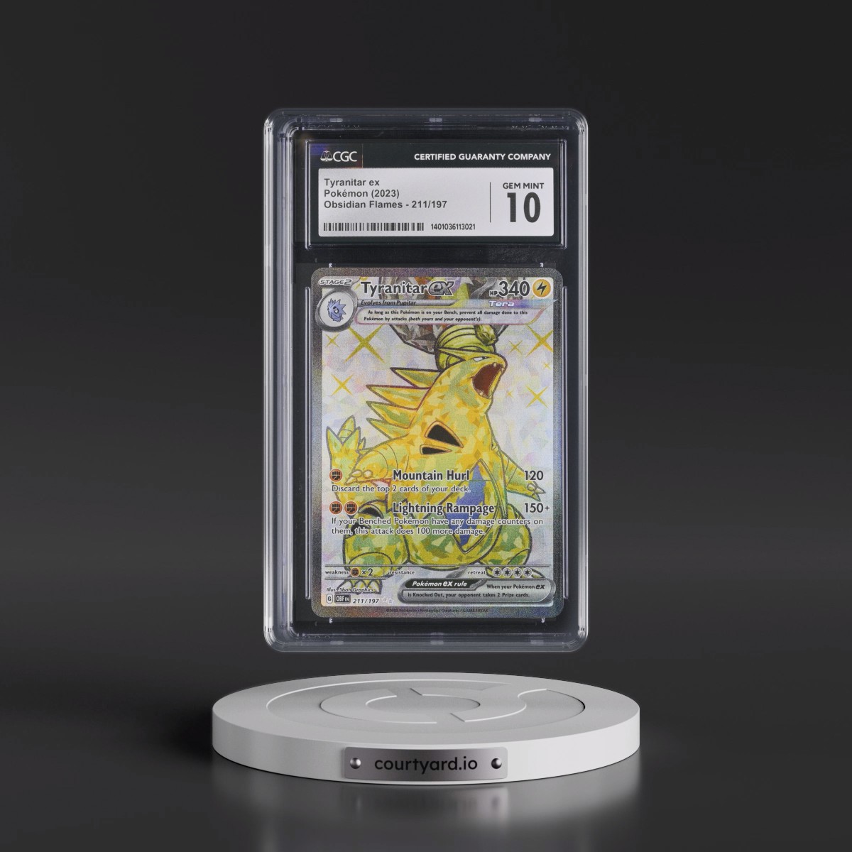 2023 Obsidian Flames - OBF EN #211/197 Tyranitar ex - Ultra Rare Holo (CGC 10 GEM MINT)