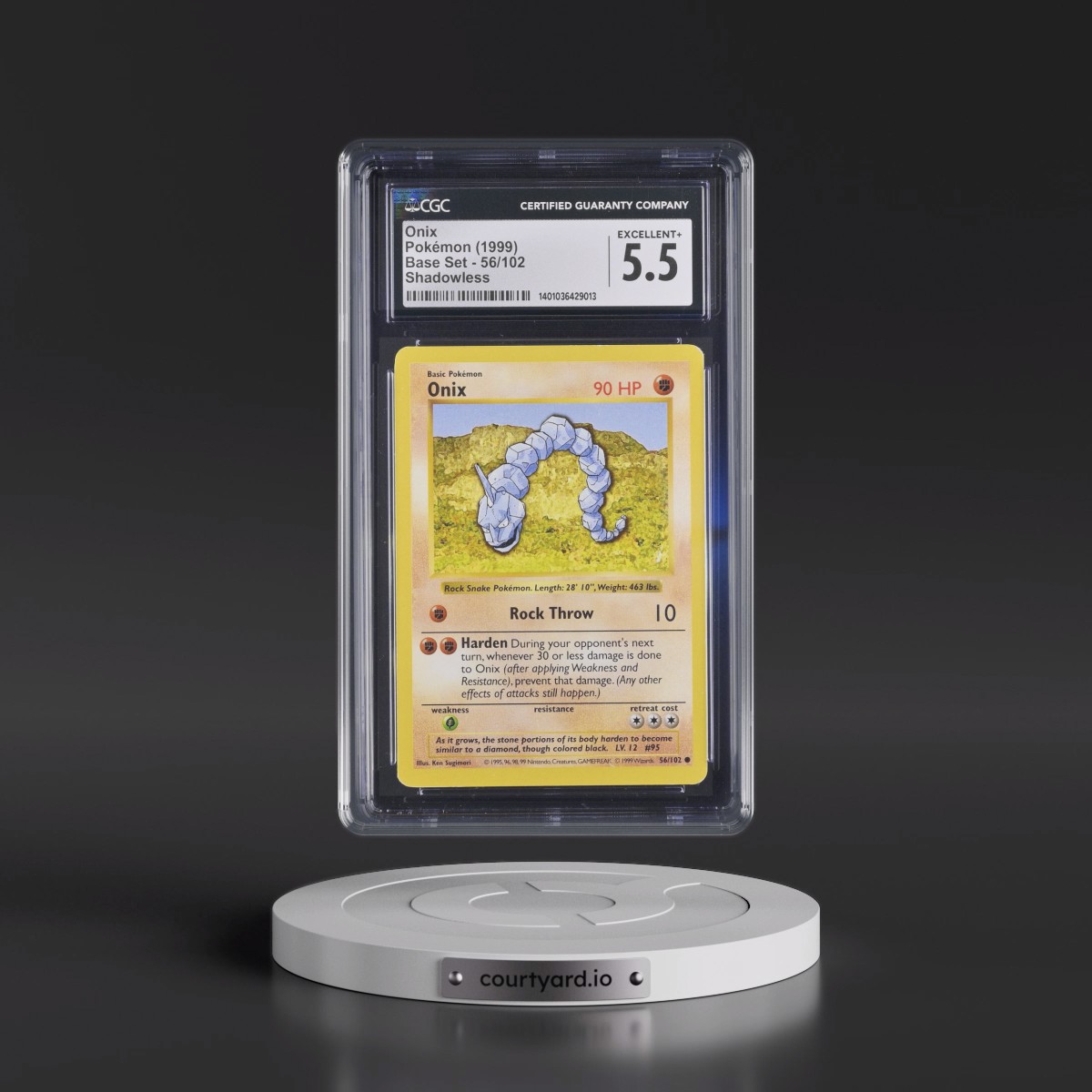 1999 Base Set #56/102 Onix - Shadowless Shadowless (CGC 5.5 EX+)